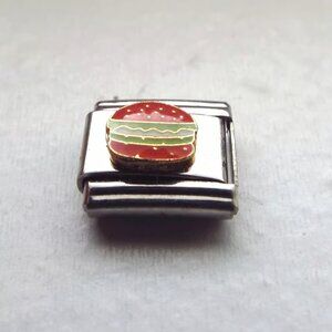 Enamel hamburger on a bun 9mm stainless steel Italian charm bracelet link new